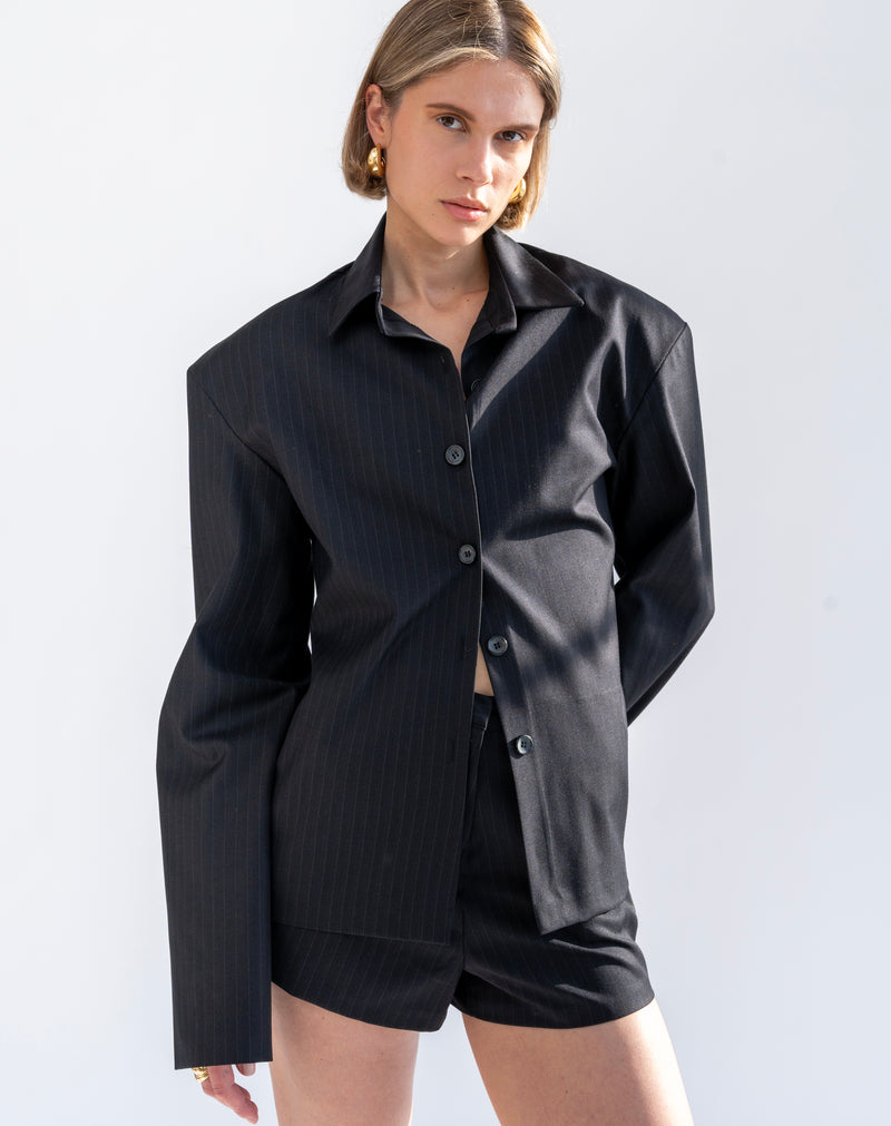 Conjunto de camisa y pantalón corto de rayas Hazel, negro