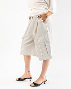 Silas Striped Utility Bermuda Pants, White