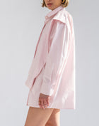 Soren Front Tie Oversized Shirt, Pink