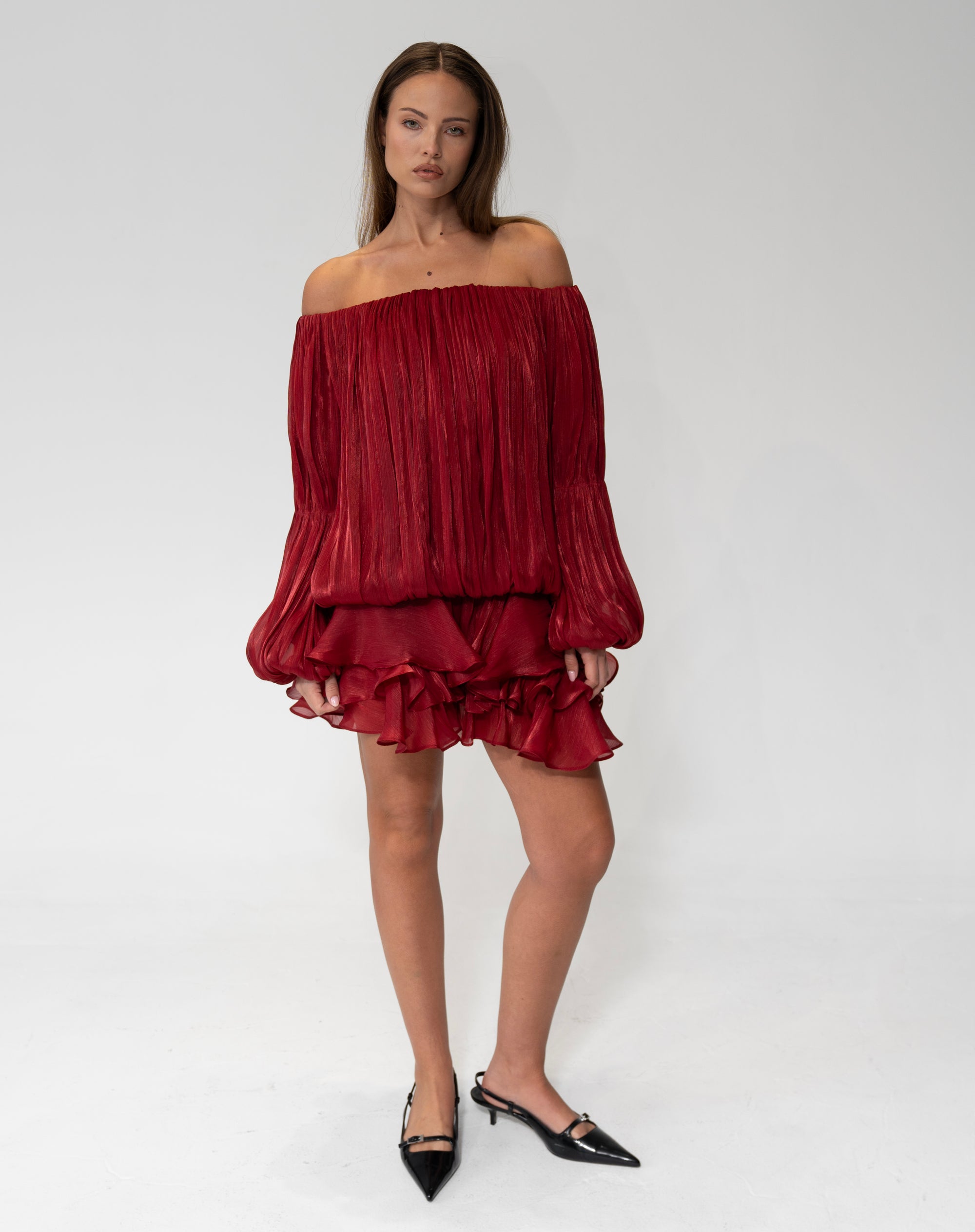 Elora Dress, Burgundy