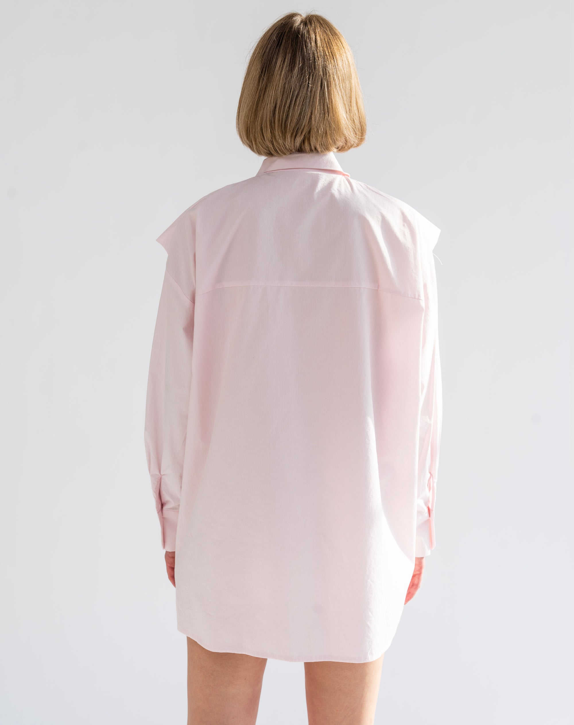 Soren Front Tie Oversized Shirt, Pink