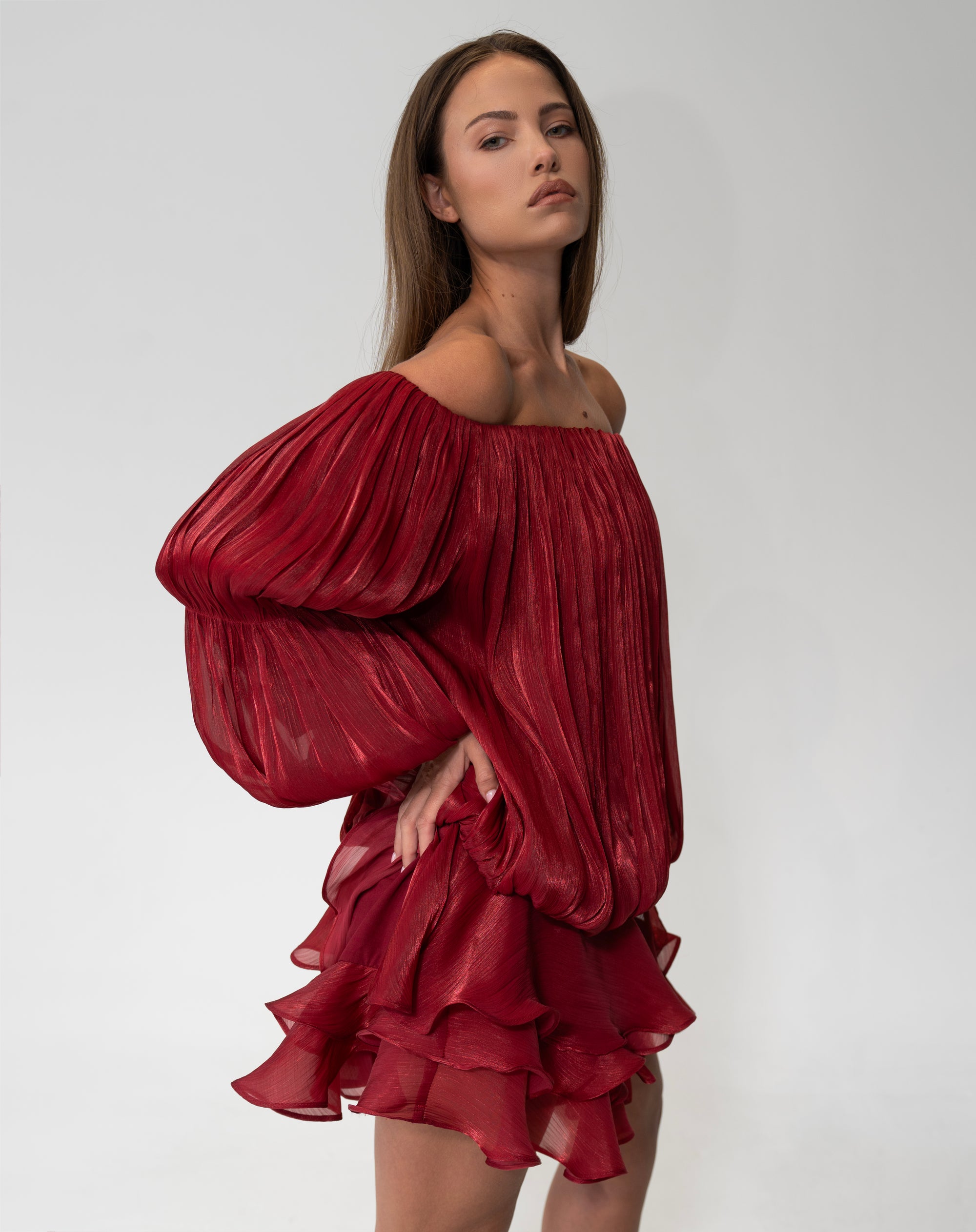 Elora Dress, Burgundy