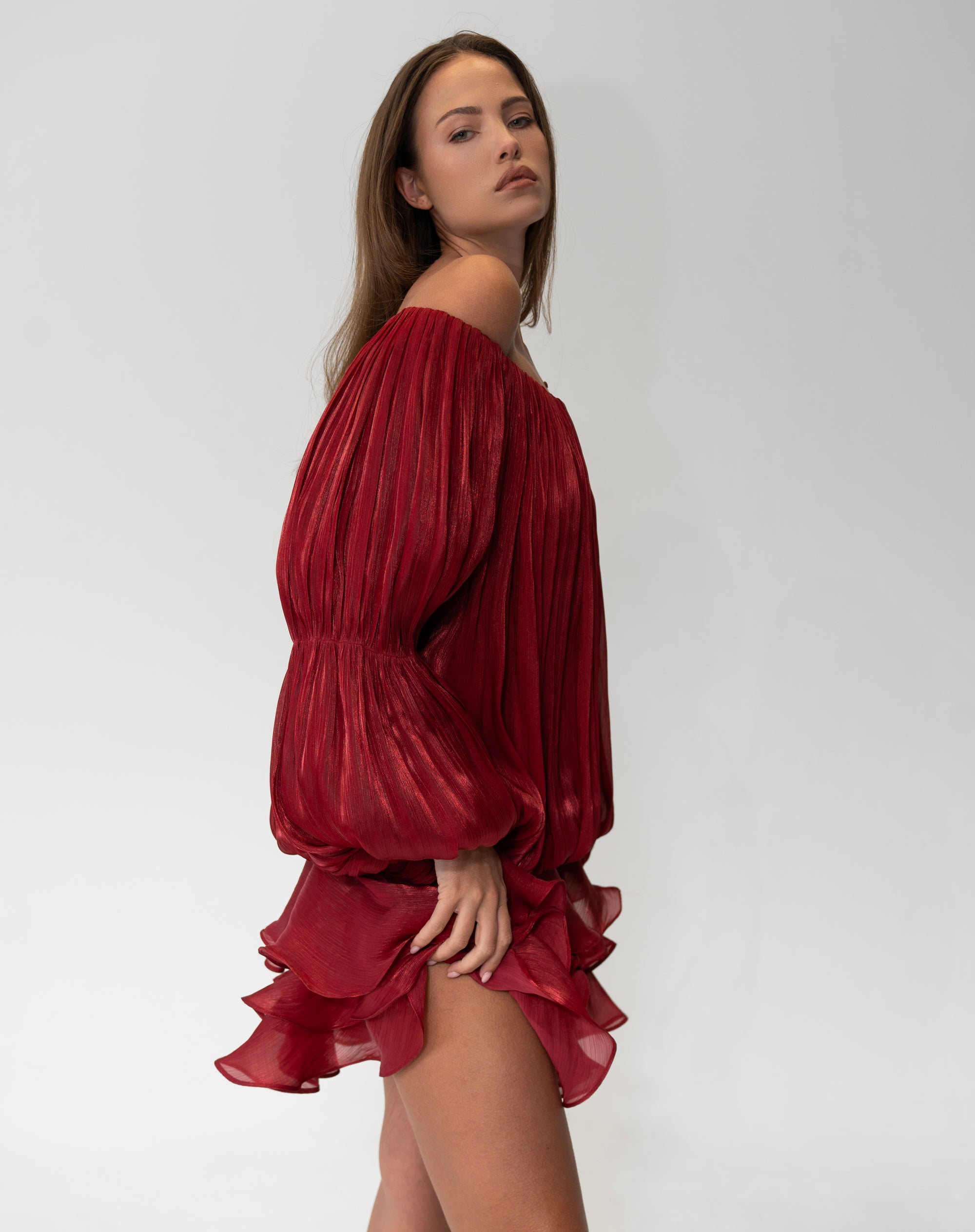 Elora Dress, Burgundy