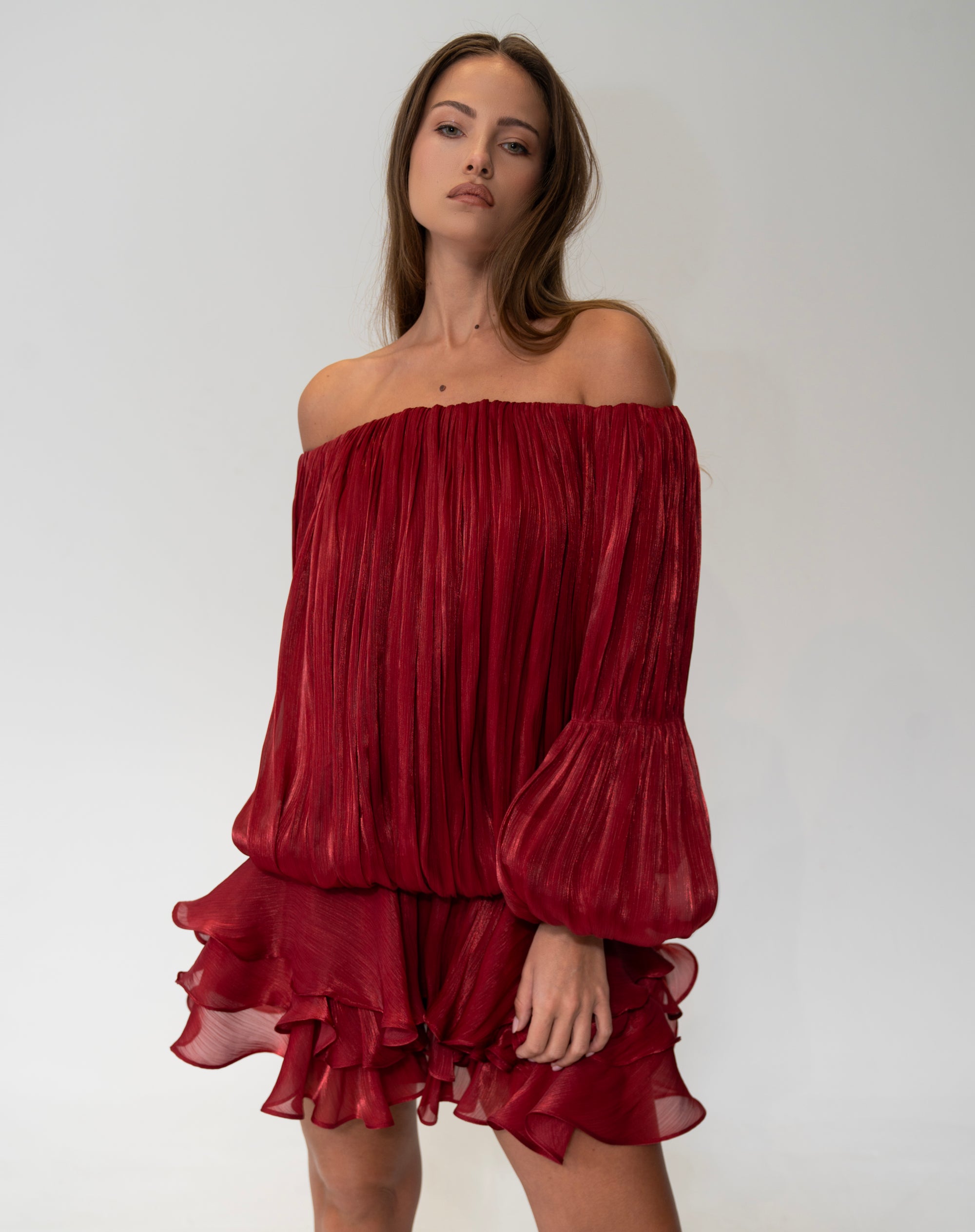 Elora Dress, Burgundy