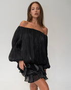 Blusa fruncida con hombros descubiertos Elora, color melocotón