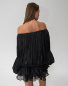 Blusa fruncida con hombros descubiertos Elora, color melocotón