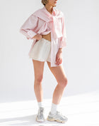 Soren Front Tie Oversized Shirt, Pink