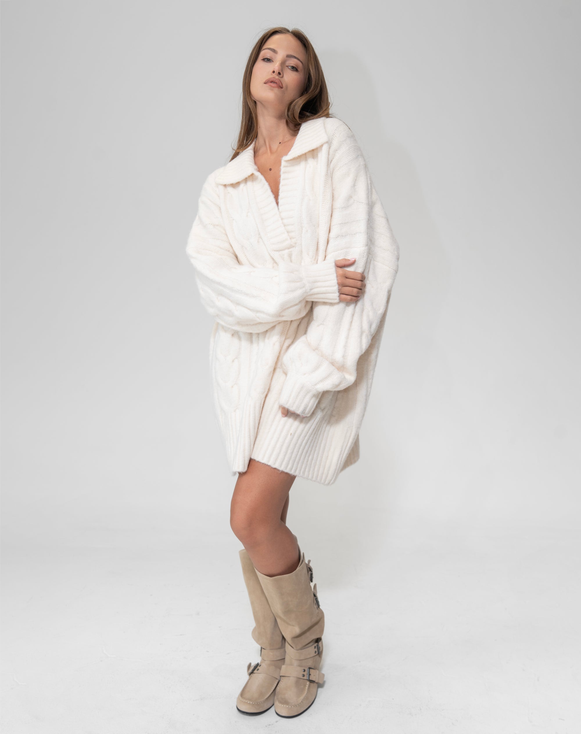 Belle Sweater Dress, Cream