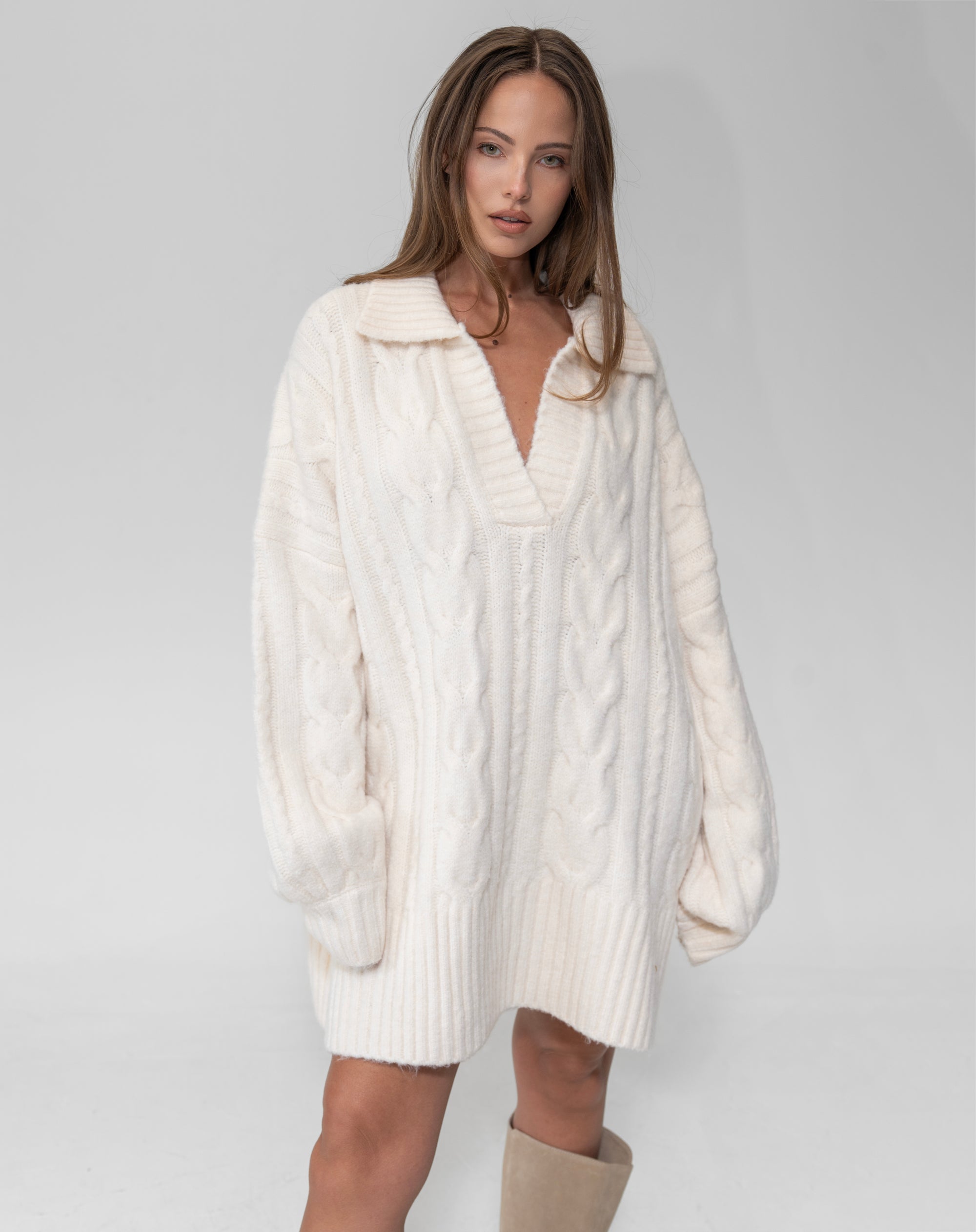 Belle Sweater Dress, Cream