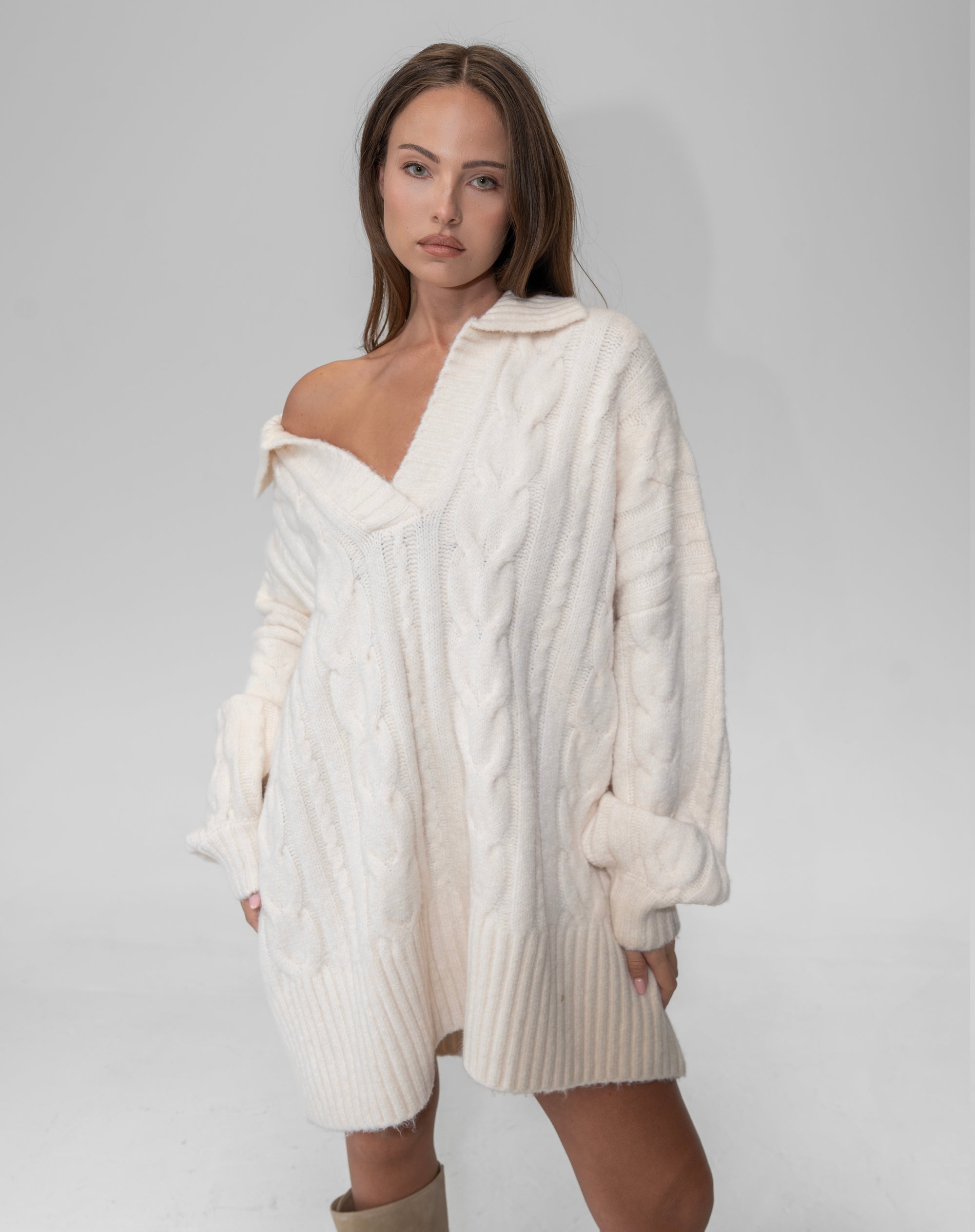 Belle Sweater Dress, Cream