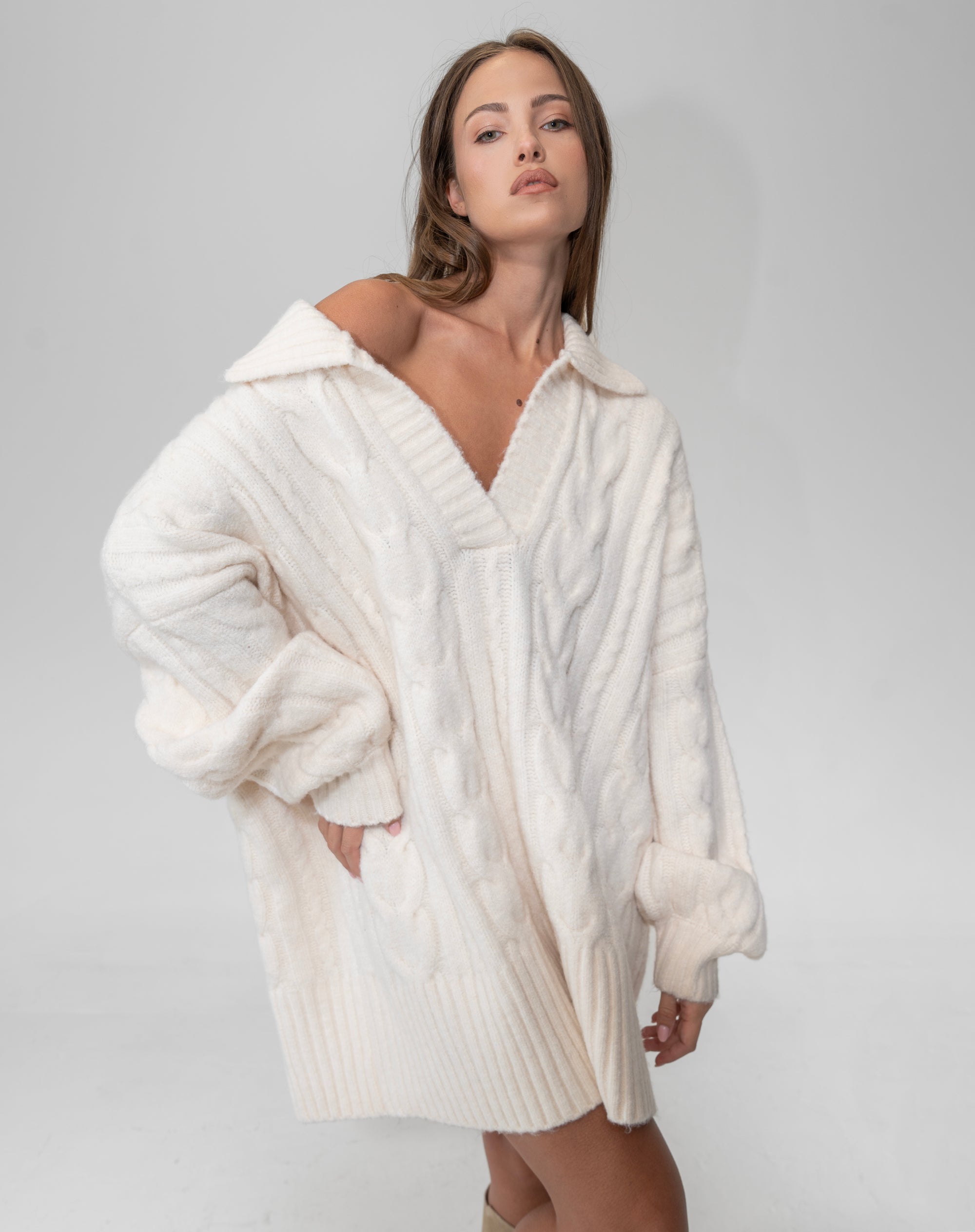 Belle Sweater Dress, Cream Cream / XS/S Belle Sweater Dress, Cream Cream / XS/S
