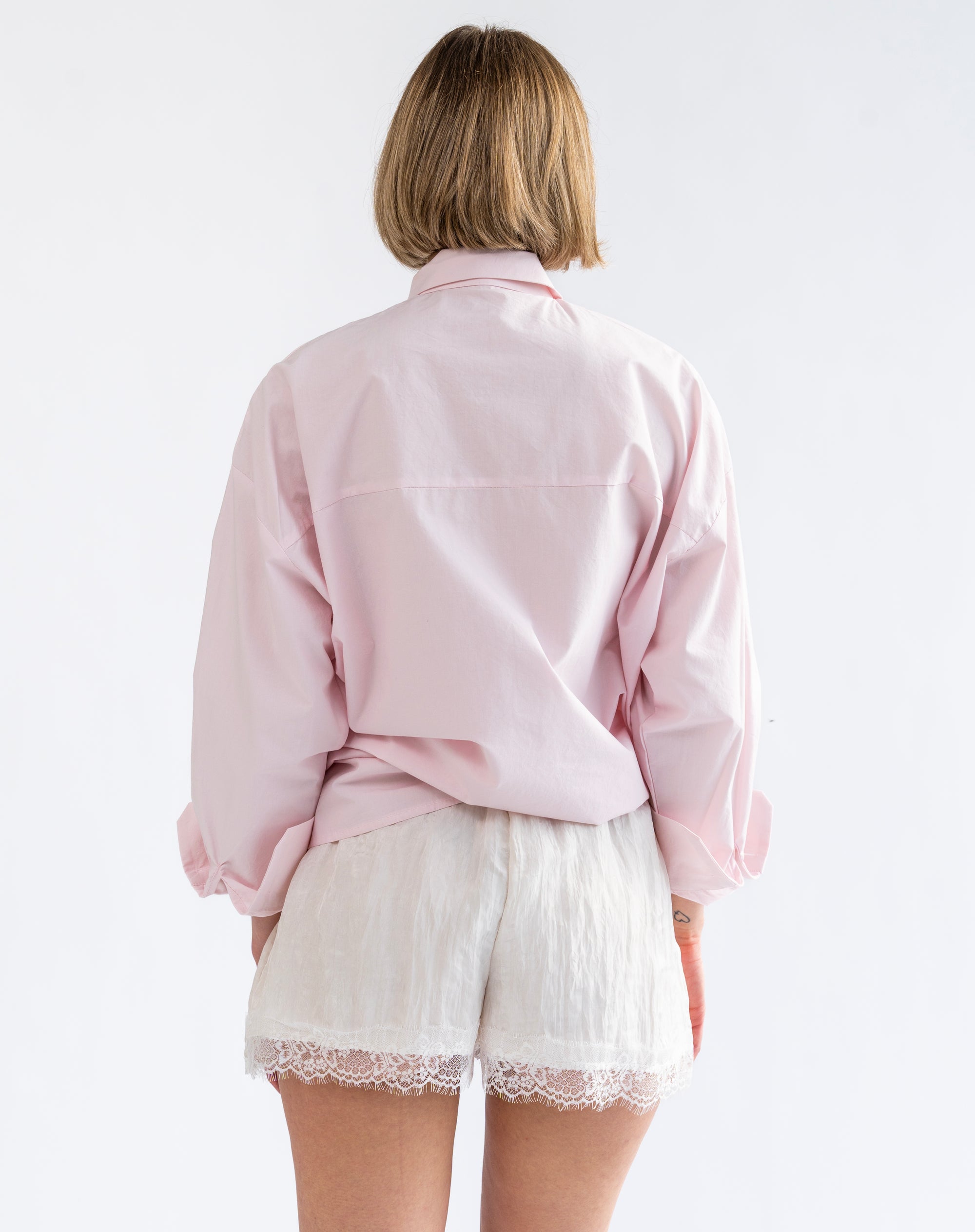 Soren Front Tie Oversized Shirt, Pink