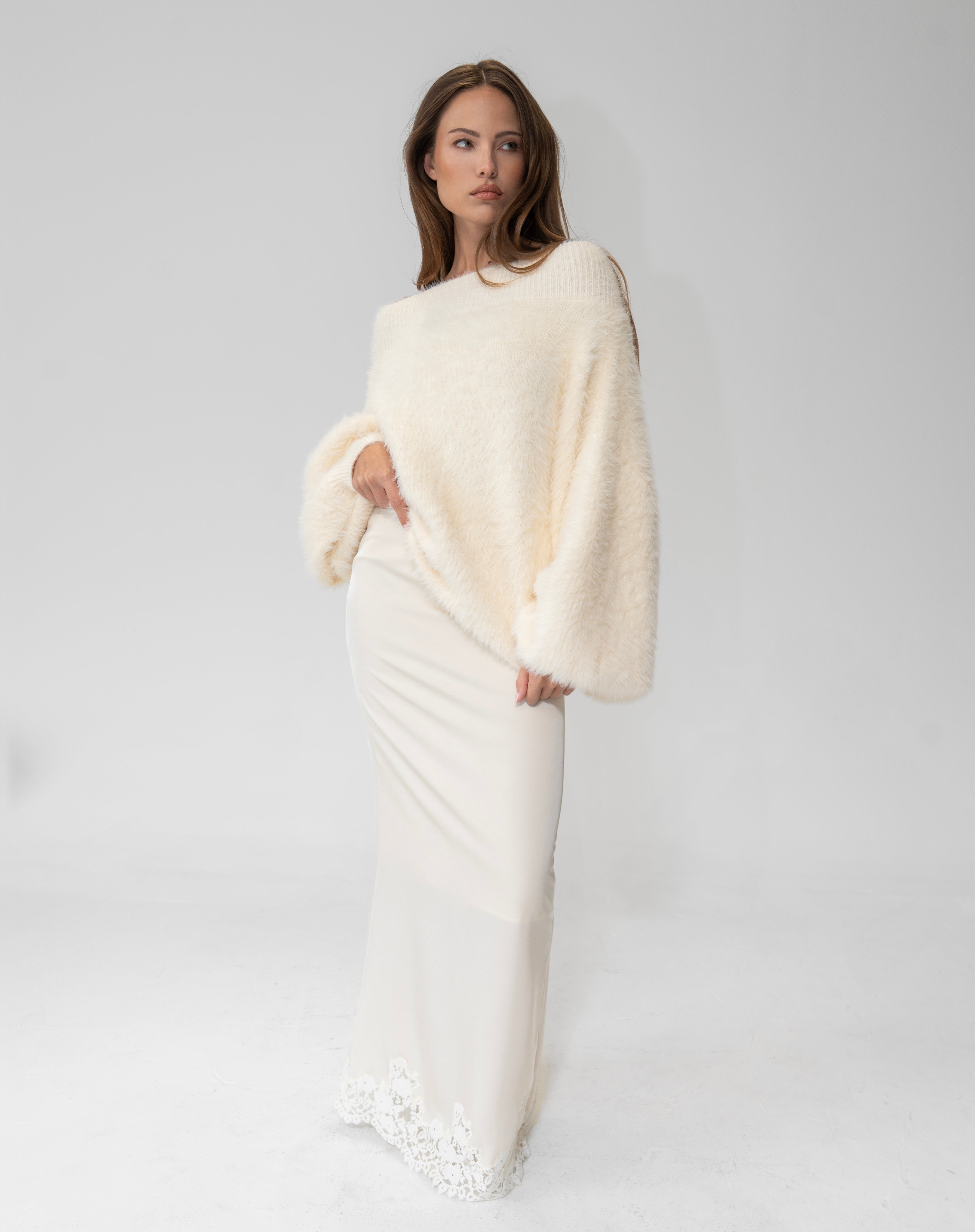 Dakota Off Shoulder Sweater, Cream | The Bekk