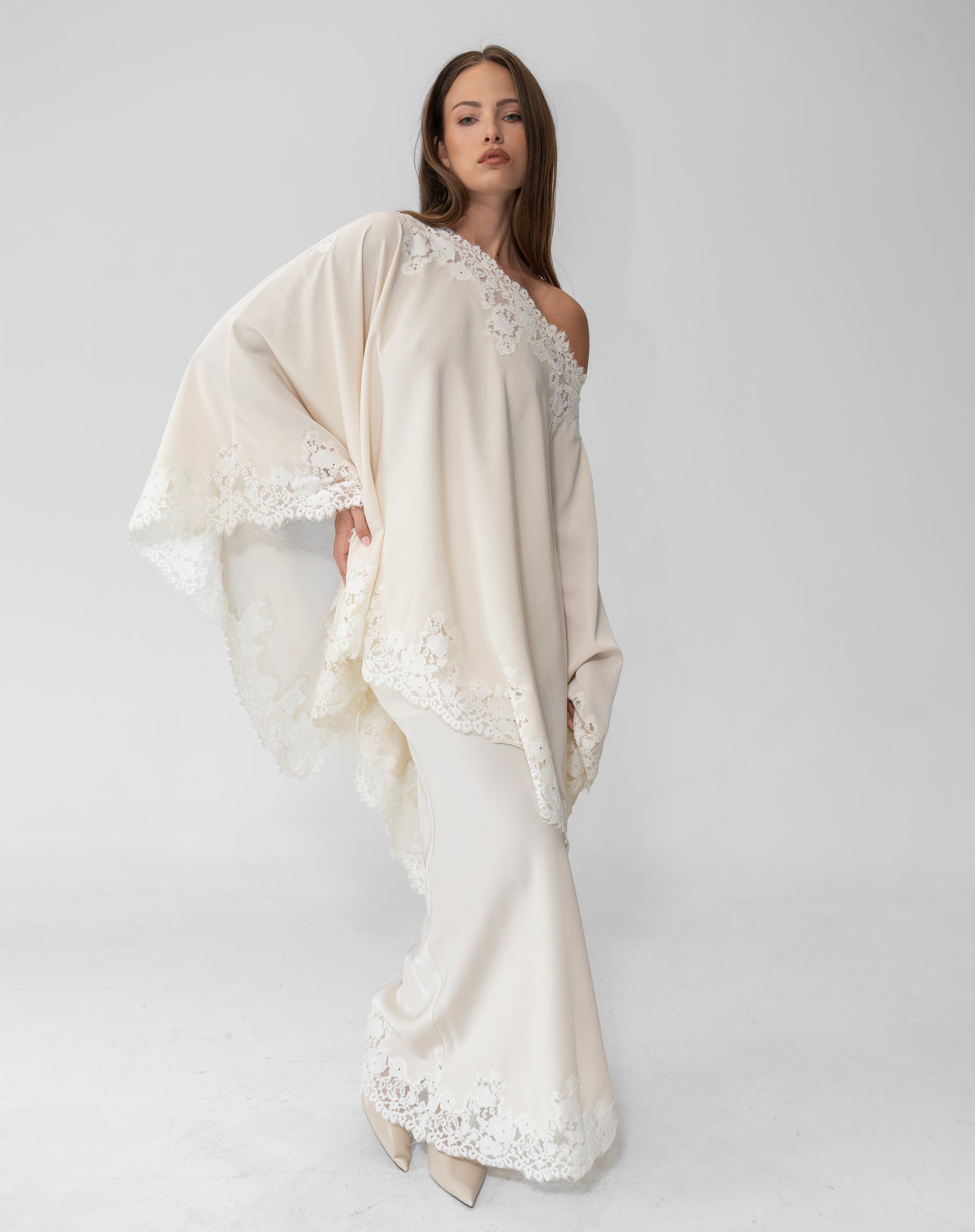 Elsie Lace Cape Top, Ivory