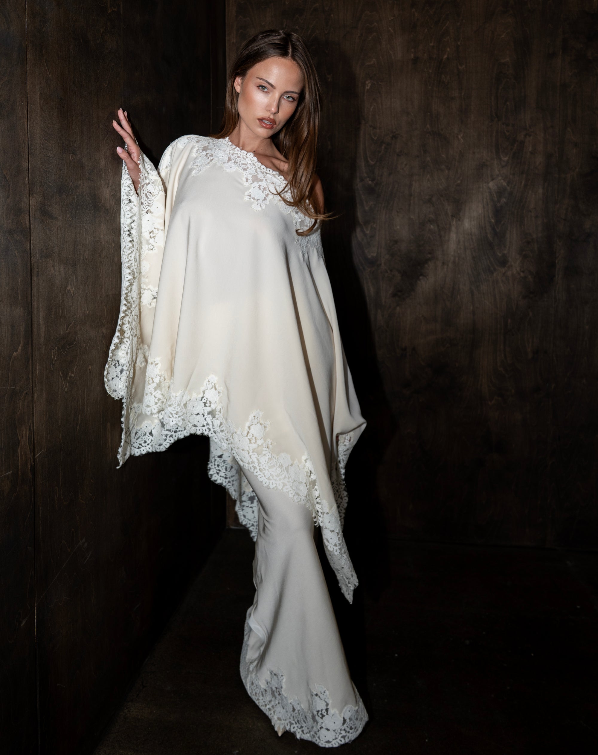 Elsie Lace Cape Top, Ivory Ivory / M/L Elsie Lace Cape Top, Ivory Ivory / M/L