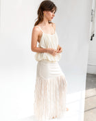 Harley Wrinkled Sheer Maxi Skirt, Ivory