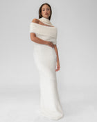 Alaina Scarf Sweater Dress, Cream