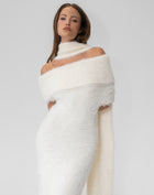 Alaina Scarf Sweater Dress, Cream