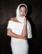 Alaina Scarf Sweater Dress, Cream