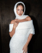 Alaina Scarf Sweater Dress, Cream