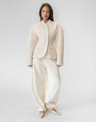 Hayden Cinched Wool Blazer, Cream