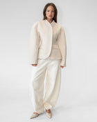 Hayden Cinched Wool Blazer, Cream