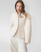Hayden Cinched Wool Blazer, Cream