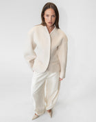 Hayden Cinched Wool Blazer, Cream