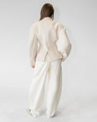 Hayden Cinched Wool Blazer, Cream