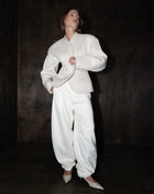 Hayden Cinched Wool Blazer, Cream