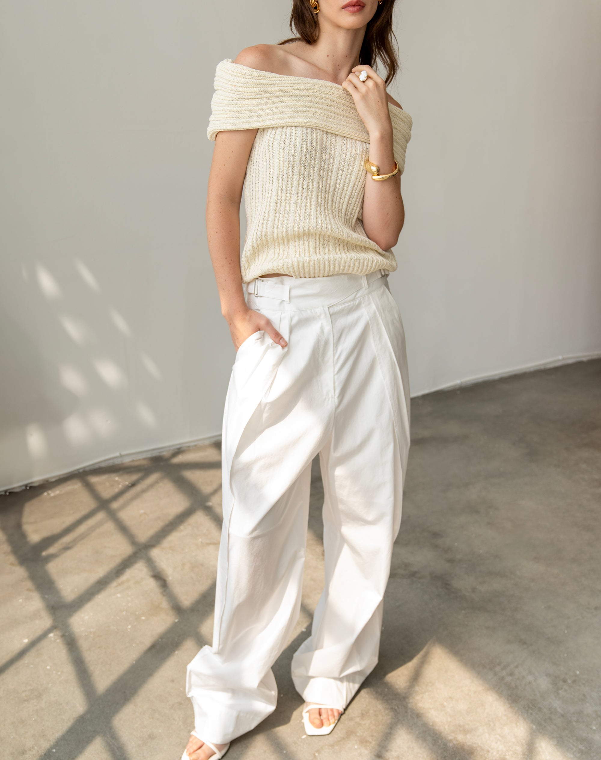 Brielle Off Shoulder Sweater, Ivory