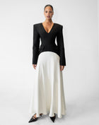 Phoebe Dress With Scarf, Black/White