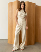 Sage Relaxed Twill Pants, Ivory