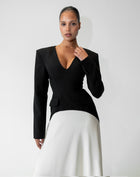 Phoebe Dress With Scarf, Black/White