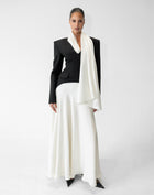 Phoebe Dress With Scarf, Black/White