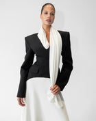 Phoebe Dress With Scarf, Black/White