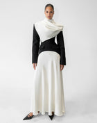 Phoebe Dress With Scarf, Black/White