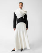 Phoebe Dress With Scarf, Black/White