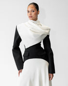 Phoebe Dress With Scarf, Black/White