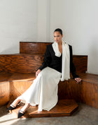 Phoebe Dress With Scarf, Black/White