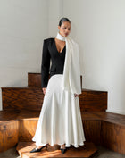 Phoebe Dress With Scarf, Black/White