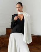 Phoebe Dress With Scarf, Black/White