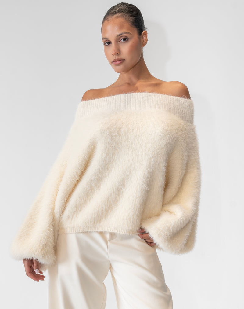 Dakota Off Shoulder Sweater, Cream
