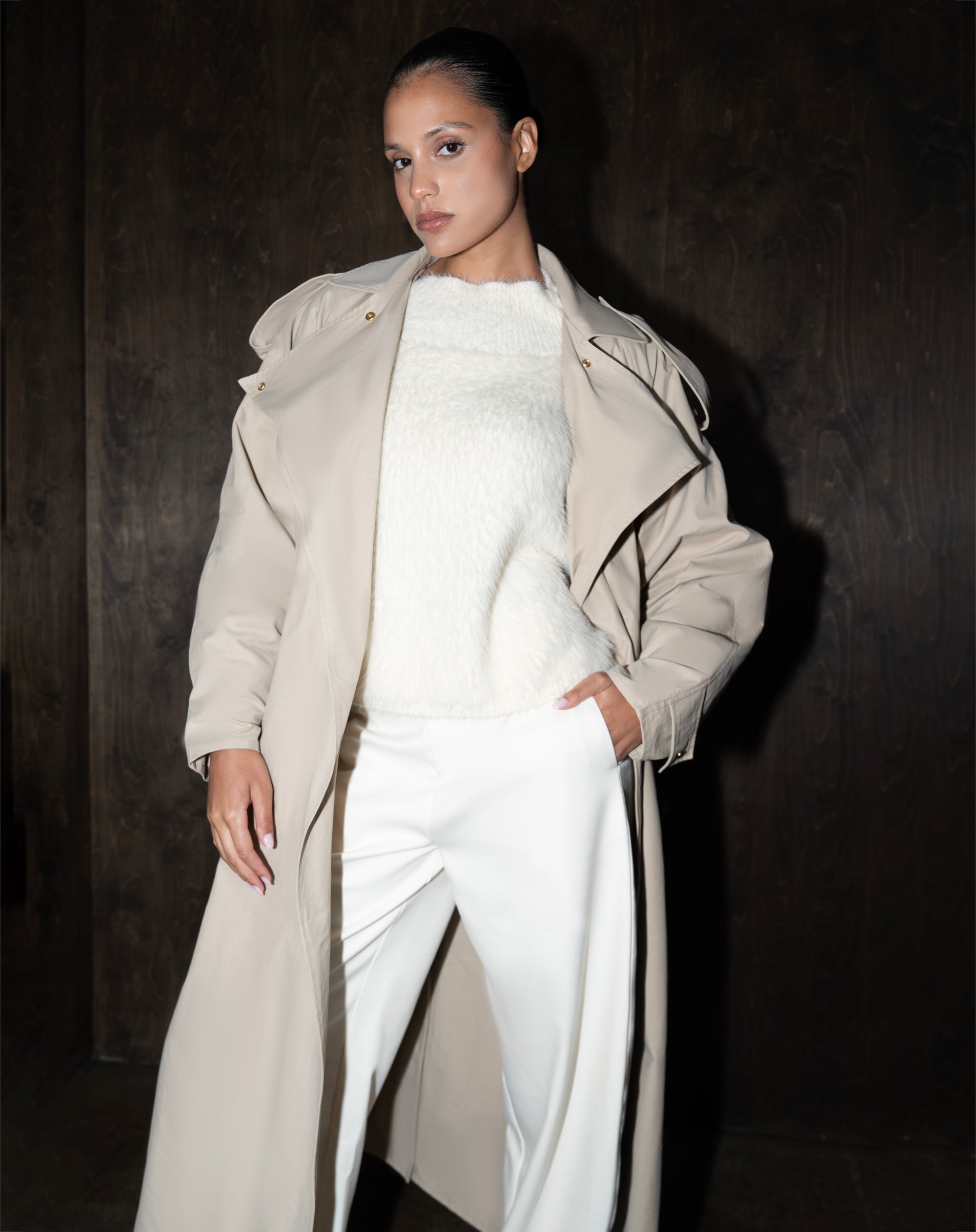 Eira Trench Coat, Tan