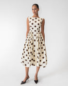 Chloe Dress, Brown Polka
