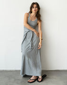 Ivy Sleeveless Self Tie Midi Dress, Grey