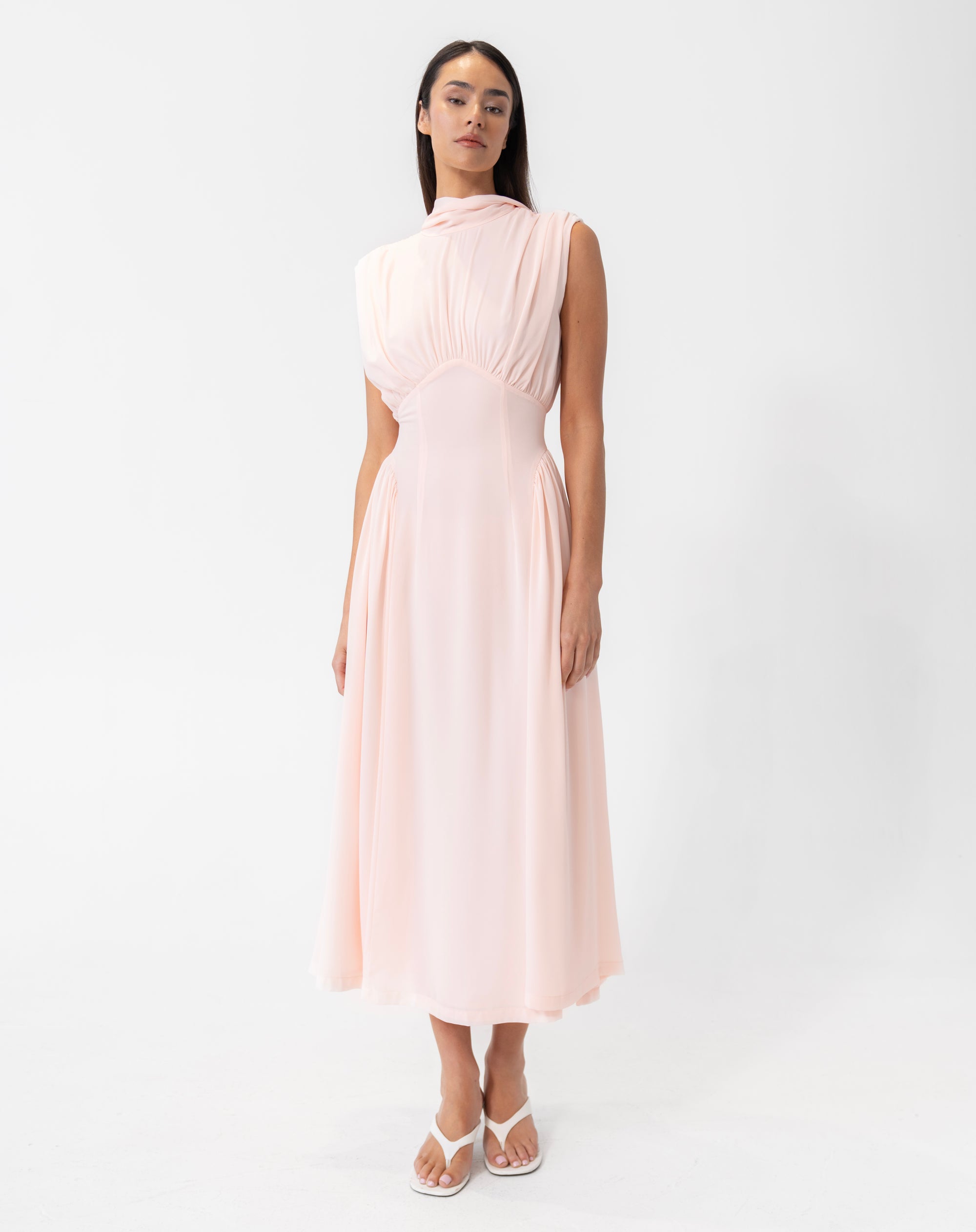 Eliana Sleeveless Scarf Dress, Pink