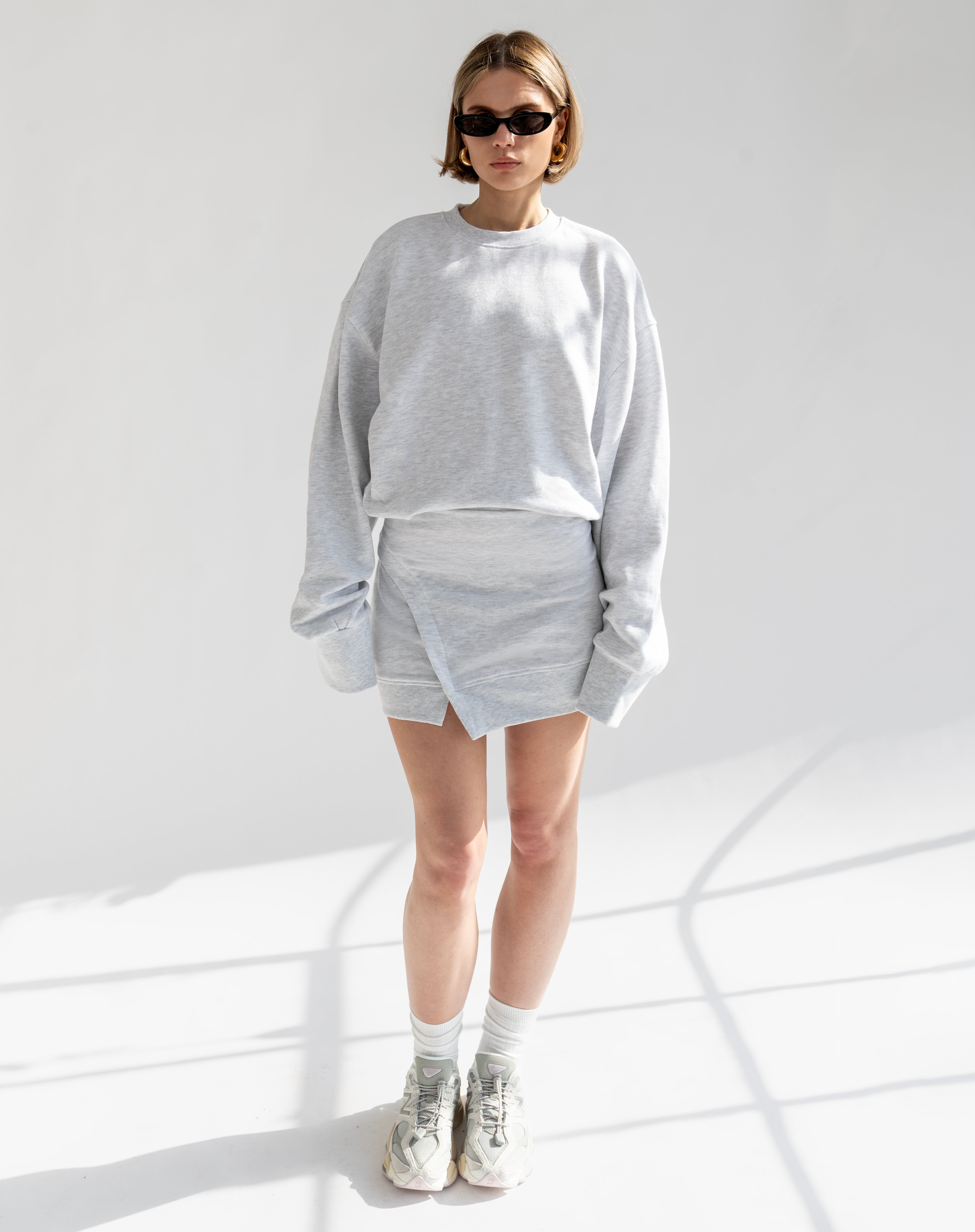 August Sweatshirt Mini Dress, Grey - Pre Order