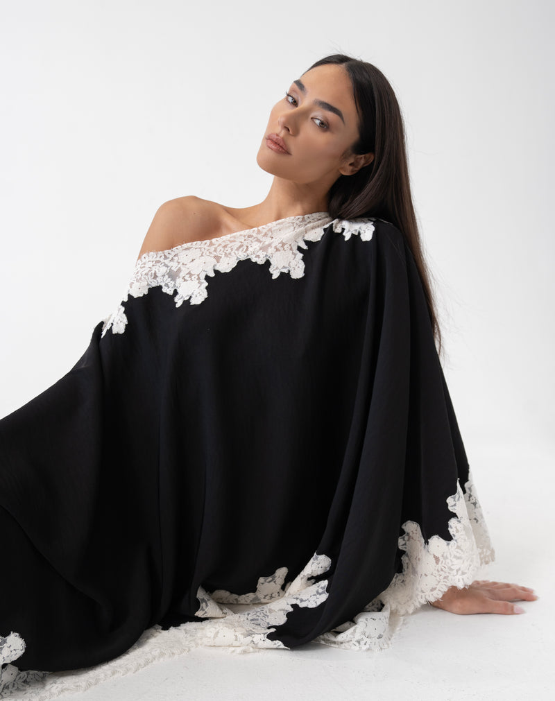 Elsie Lace Cape Top, Black