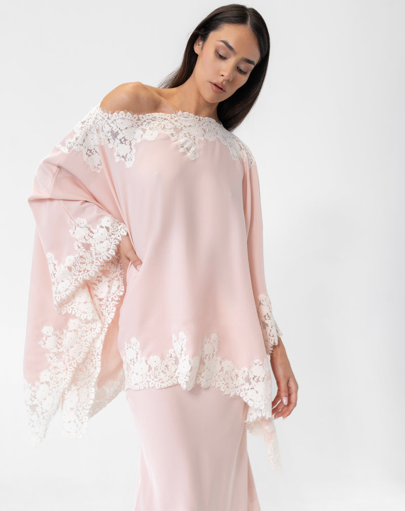 Elsie Lace Cape Top, Pink